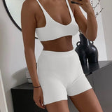 2-Piece Ribbed Shorts Set White