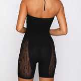 Mesh Halter Cut Out Romper Black