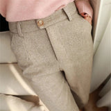 Wool High Waist Trouser Pants