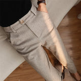 Wool High Waist Trouser Pants