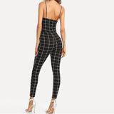 Spaghetti Strap Jumpsuit Grid