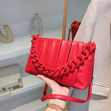 Striped Chain Crossbody Handbag Red