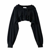 Crop Cut Out Basic Hoodie Black