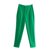 Chic Straight Leg Pants Bright Green