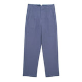 Chic Straight Leg Pants Blue Gray