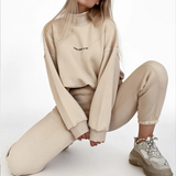 2-Piece Cropped Drawstring Hoodie and Sweatpants Set