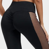 Scrunched Mesh Workout Leggings Black