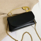 Faux Leather Clutch Crossbody Bag Black