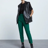 Chic Straight Leg Pants Dark Green