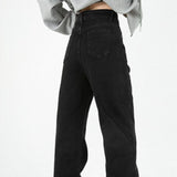 High Waist Straight Leg Baggy Jeans Black