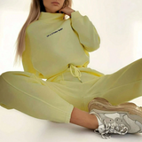 2-Piece Cropped Drawstring Hoodie and Sweatpants Set