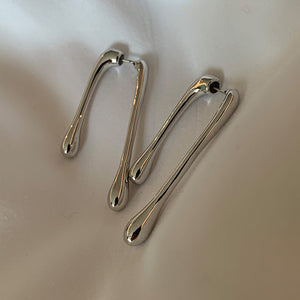 Geometric Drop Earrings Silver