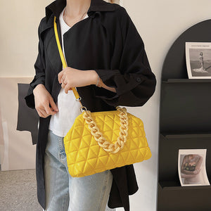 Thick Chain Color Handbag Yellow