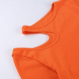 Shoulder Cut Out Top Orange