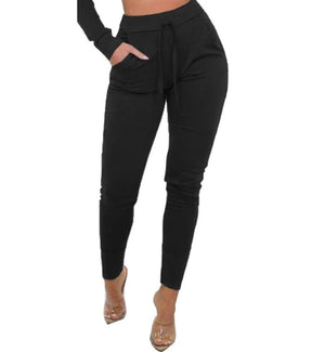 High Waist Skinny Jogger Sweatpant Black