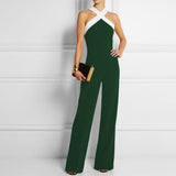 Elegant Halter Neck Jumpsuit Green