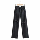 Ripped Flare Pants Black