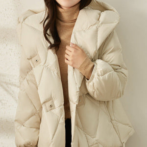 Short Diamond Down Puffer Coat White