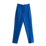 Chic Straight Leg Pants Bright Blue