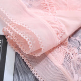 Seamless Mid-Waist Ice Silk Lace Panties Pink