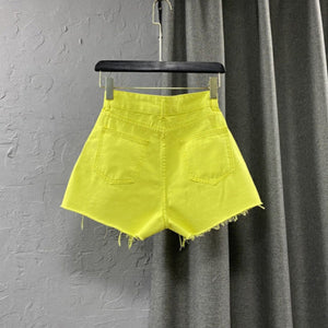 High Waist Colorful Denim Shorts