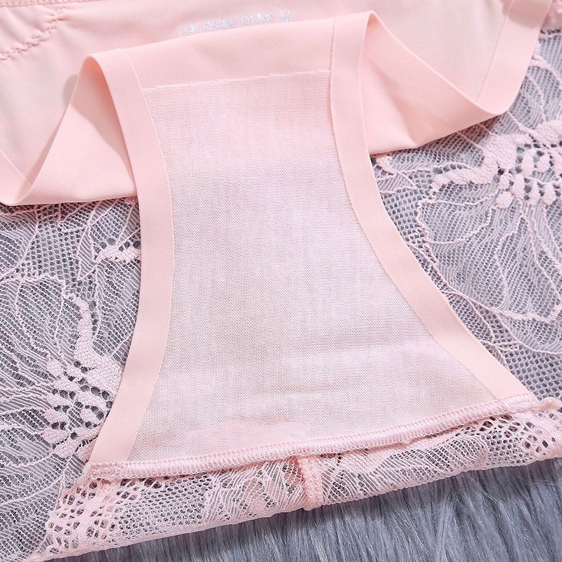 Seamless Mid-Waist Ice Silk Lace Panties