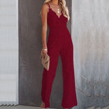 Lace Double Strap Jumpsuit Red