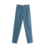 Chic Straight Leg Pants Blue