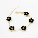 18K Gold Plated Flower Bracelet Black