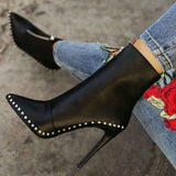 Pointed Toe Studded Ankle Boots