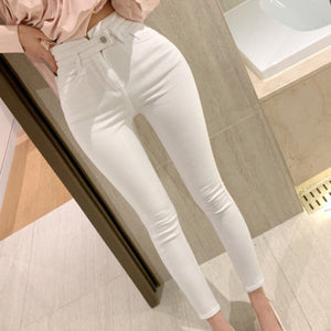 High Waist Chic Skinny White Jeans