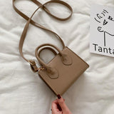 Basic Mini Tote Crossbody Handbag Taupe