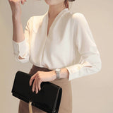 Long Sleeve Chiffon Blouse White