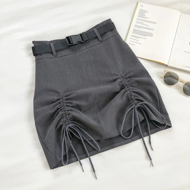 Mini Drawstring A-Line Skirt