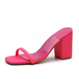 Clear Strap Block Heel Sandals