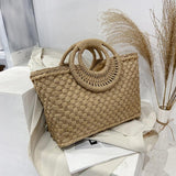 Straw Tote Bag Brown