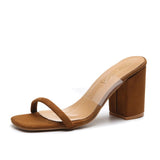 Clear Strap Block Heel Sandals