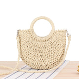 Handmade Crossbody Straw Handbag Cream