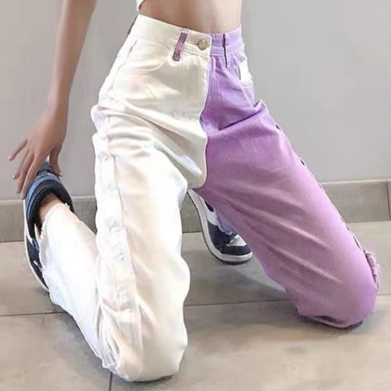 Purple Two Tone Baggy Jeans
