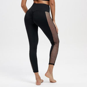 Scrunched Mesh Workout Leggings Black