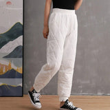 Cotton Padded Down Sweatpants White