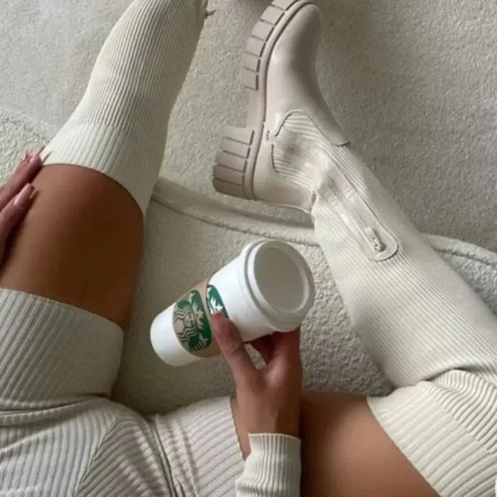 Thigh High Stretch Knit Boots