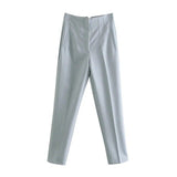 Chic Straight Leg Pants Light Blue