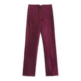 Chic Straight Leg Pants Wine