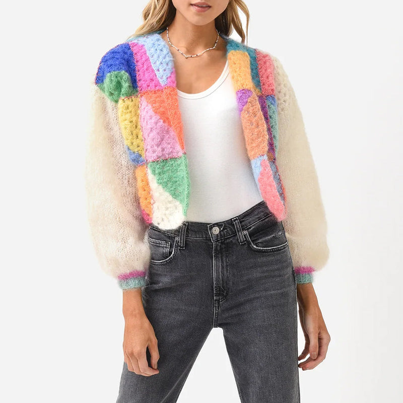 Colored Patchwork Knit Sweater