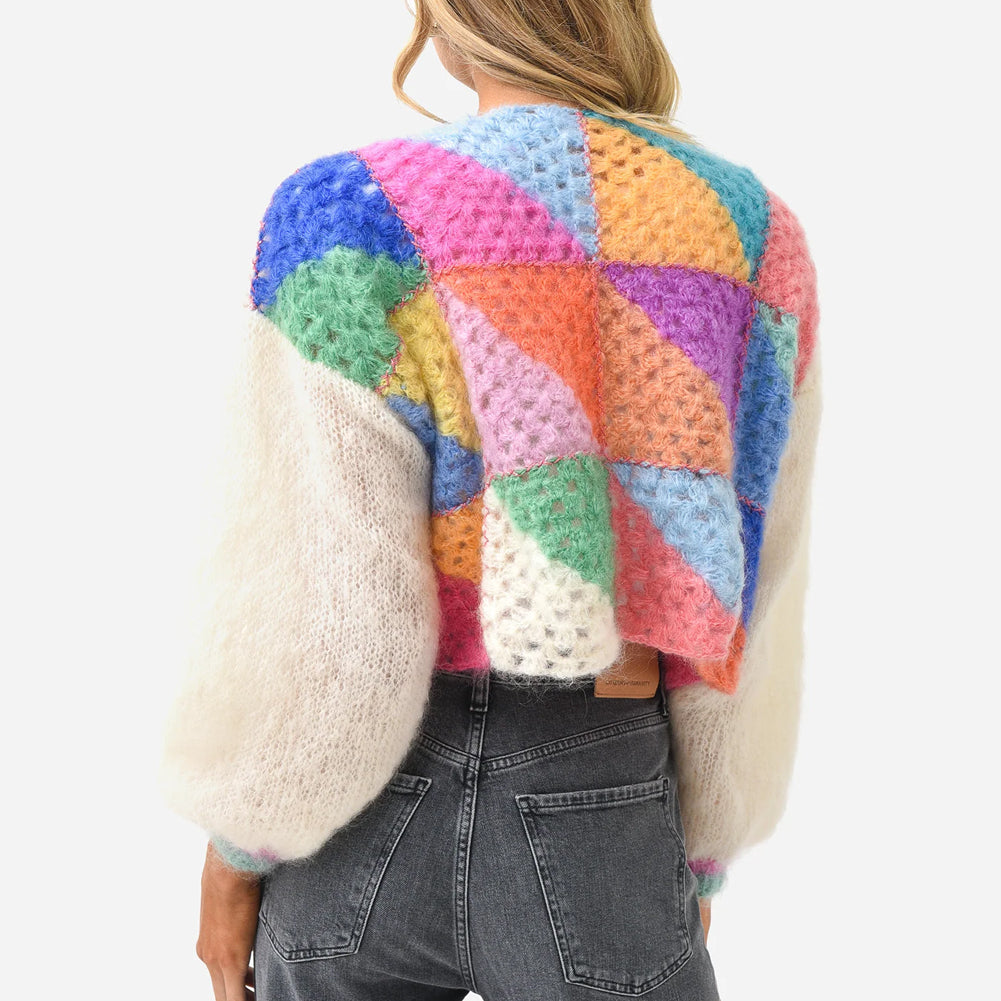 Colored Patchwork Knit Sweater