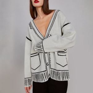 Doodle Graphic Knit Cardigan