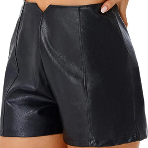Faux Leather High Waist Slim Slit Shorts