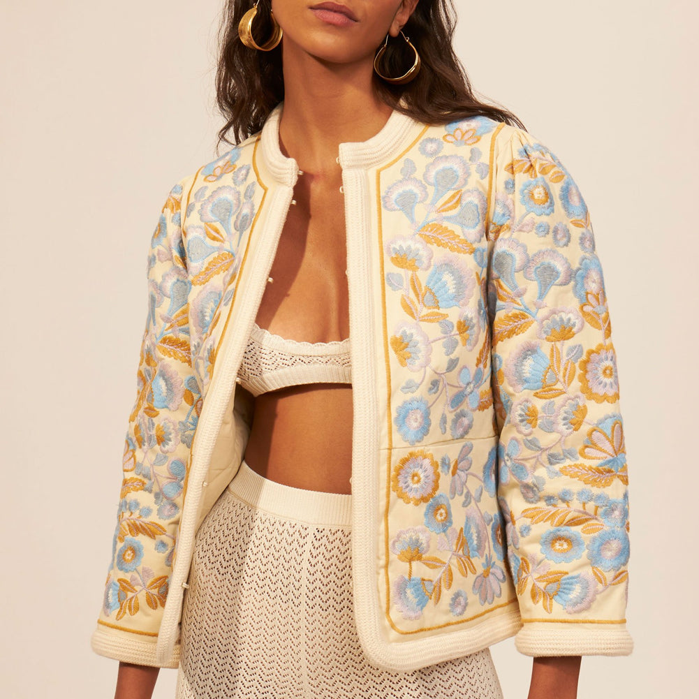 Floral Embroidered Cotton Jacket