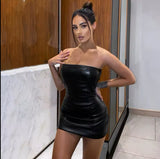 Strapless Faux Leather Mini Dress